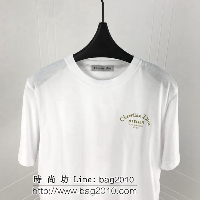 DIOR迪奧 2019SS新品 歐洲專櫃同款 最新印花 絲光棉白色短袖 情侶款 ydi1839